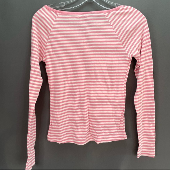 BANANA REPUBLIC Pink striped keyhole top - Picture 2 of 7